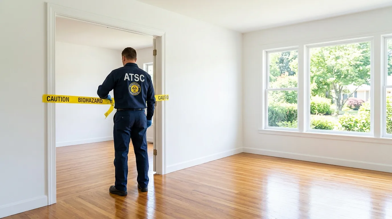 Certified biohazard cleanup crew performing Decomposition Cleanup in Pearland